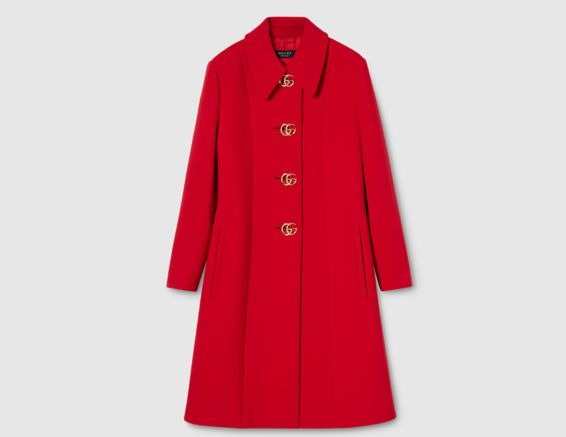 Wool natté coat with Double G button 860471 ZHW106544 GUCCI 