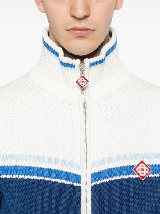 striped cardigan M-SS26-KW-1303-01 WHITE / BLUE CASABLANCA 