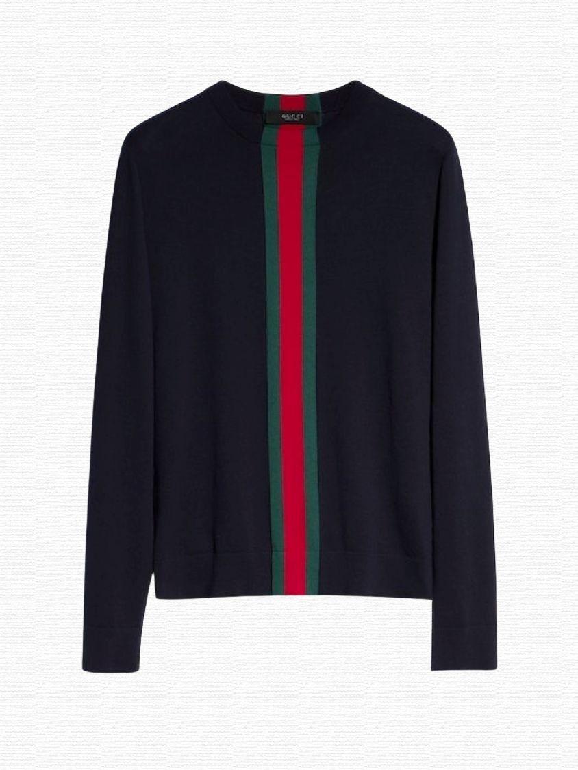 Crew-Neck Jumper with Web Detail 875177 XKFPC 4152 GUCCI 