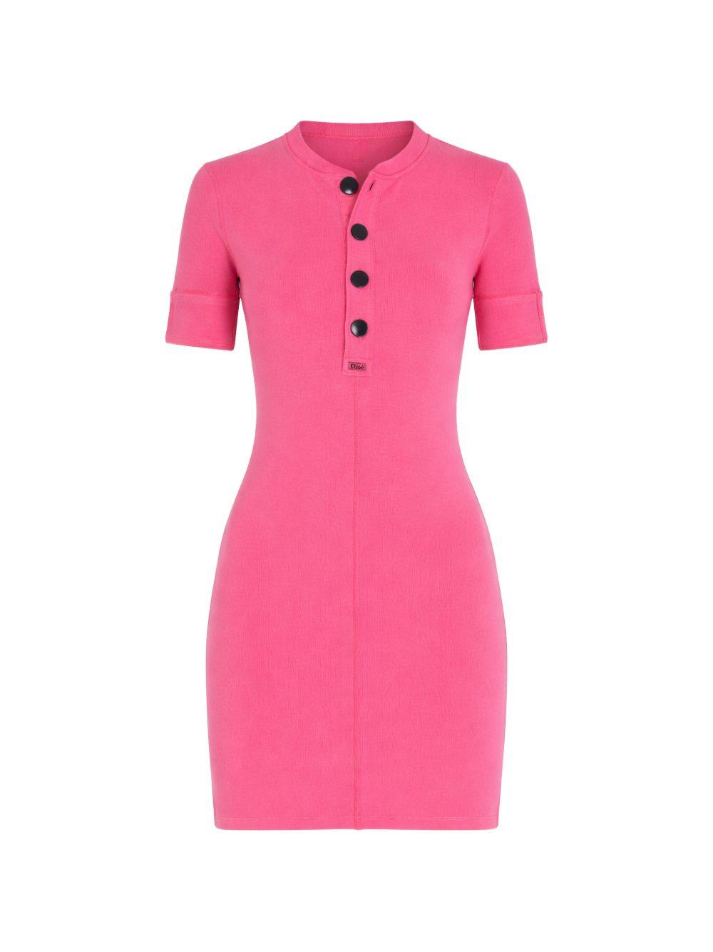 Fitted Henley ribbed-knit button-up mini dress 26UJR14089 6X9 CHLOÉ 