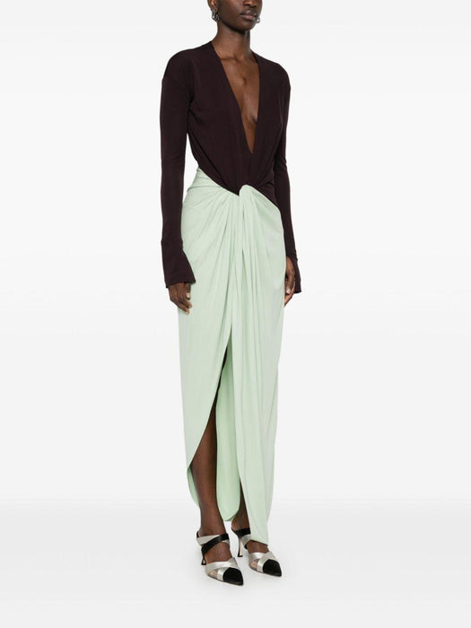 knot-detail jersey gown 1125WDR006032B EBONY / JADE 9223 VICTORIA BECKHAM 