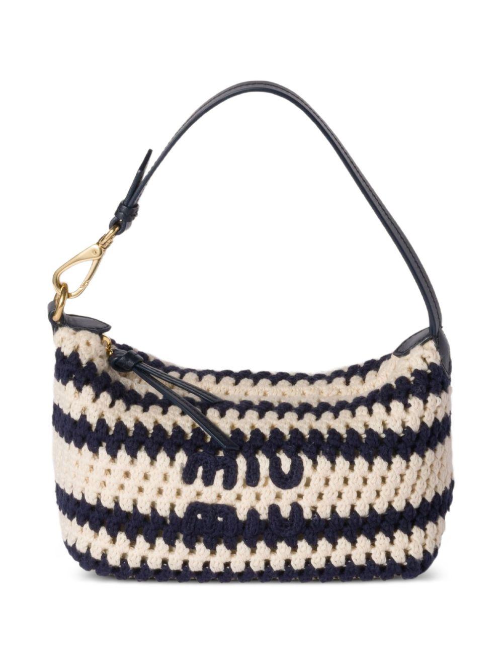 striped crochet shoulder bag 5NE841 2IBAF022X MIU MIU 