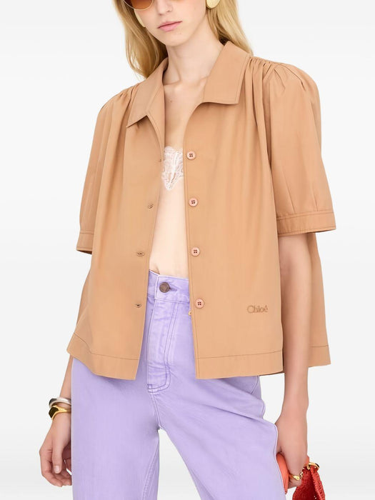 Short-sleeve shirt in cotton poplin 26UHT89144 26U CHLOÉ 