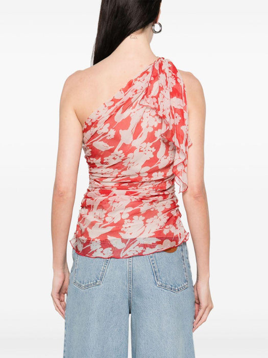 floral-print one-shoulder top 1225WTP006508B CHILLI / BLUSH 9360 VICTORIA BECKHAM 