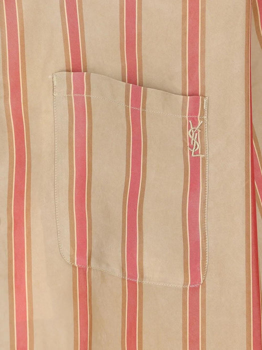 Striped short-sleeve cotton shirt 859781 Y2N339774 SAINT LAURENT 