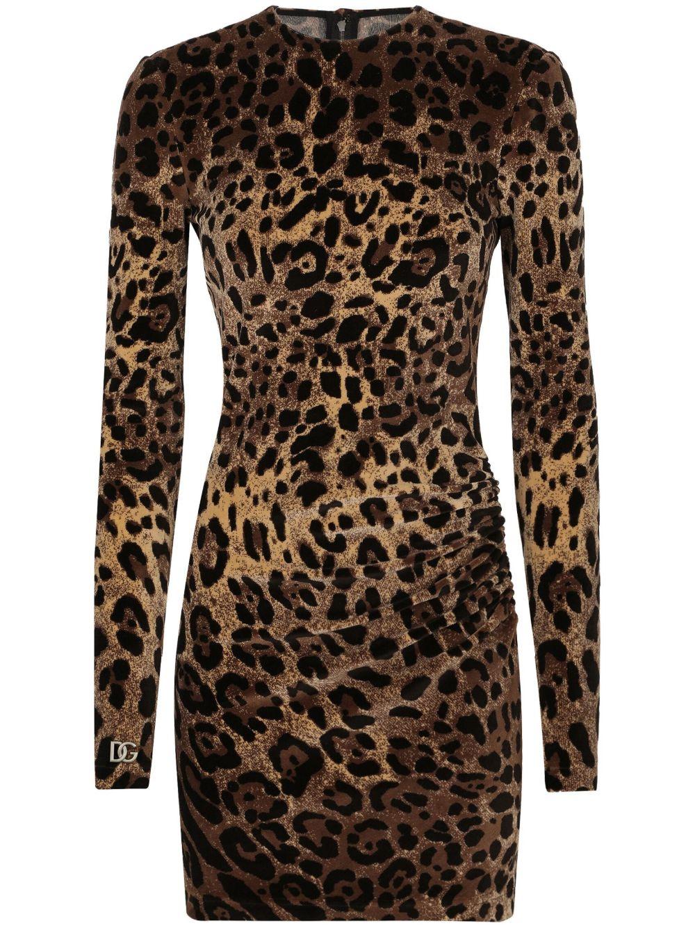 logo-plaque leopard-print dress F6DCZT FJ7D5S8350 DOLCE & GABBANA 