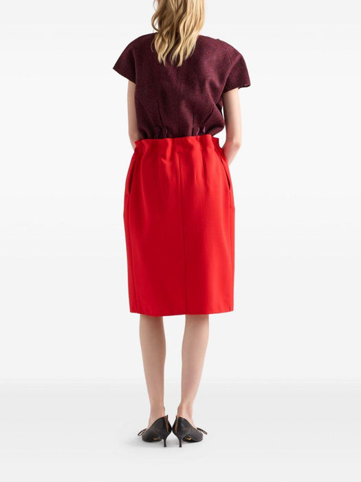 bow-detail pleated midi straight skirt P134ZG S OOO 18CSF0011 PRADA 