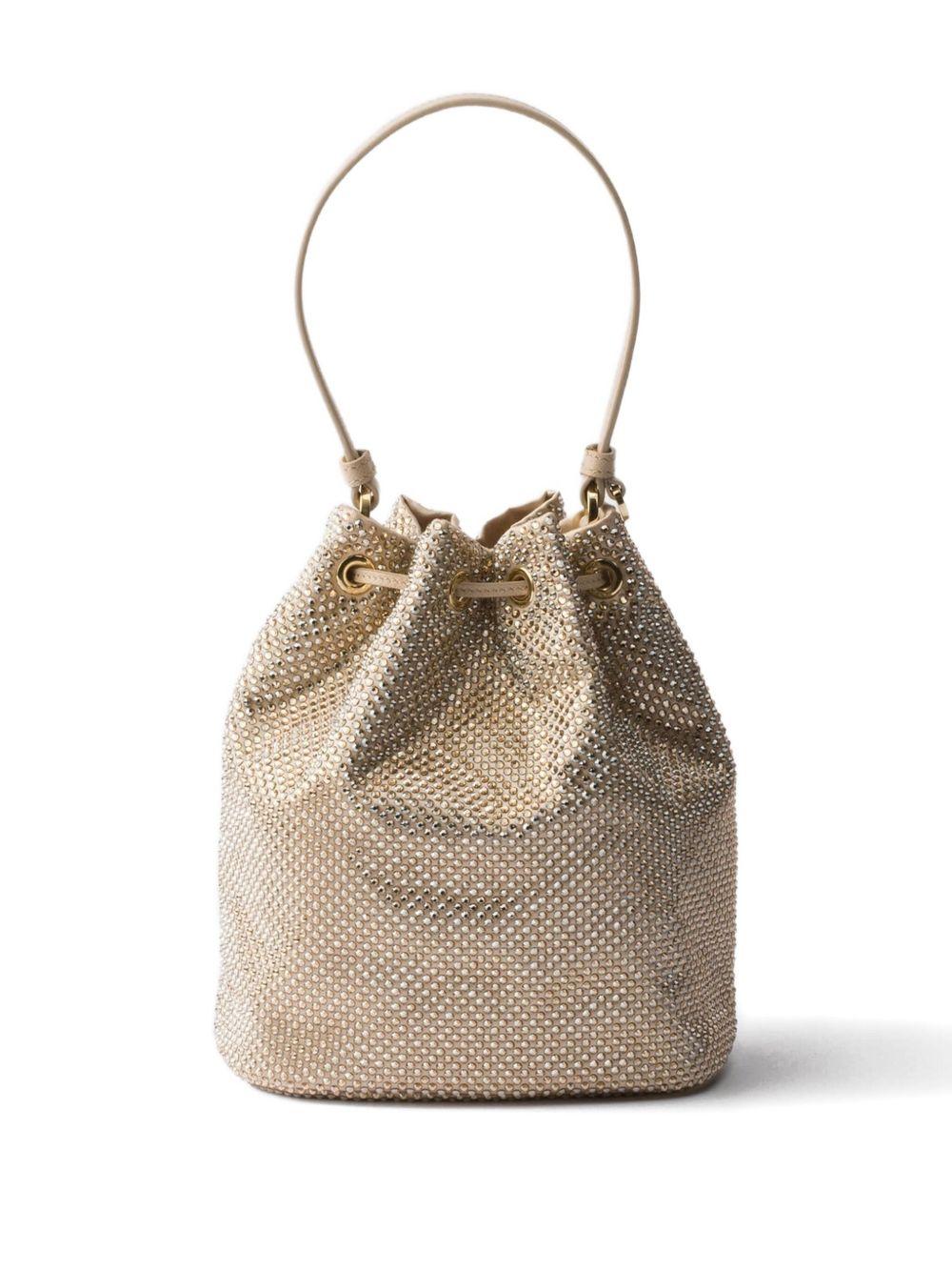 crystal-embellished drawstring bucket bag 1BE067 V OOD 2HNJF0GCN PRADA 