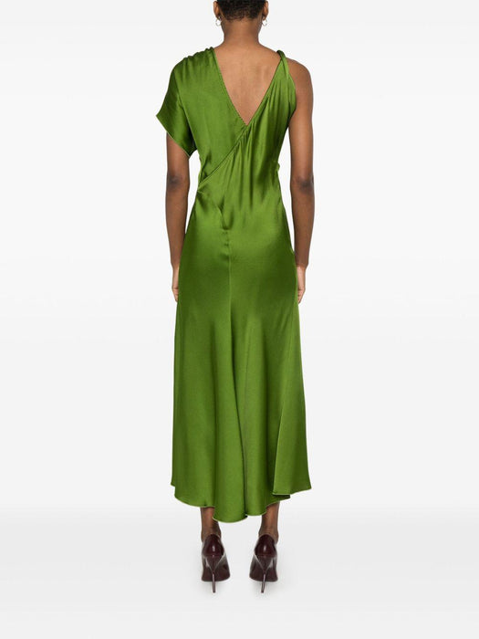 asymmetric ruched midi dress 1225WDR006362A ALGAE 9342 VICTORIA BECKHAM 