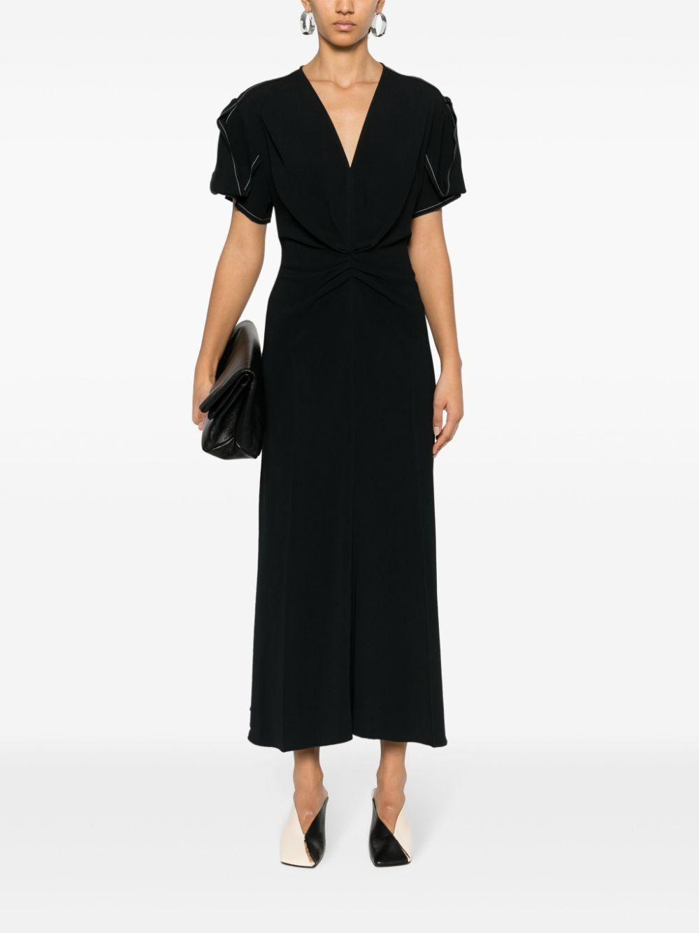 gathered-detail dress 1124WDR005195B BLACK 1 VICTORIA BECKHAM 