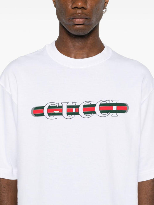 logo-print cotton T-shirt 784361 XJGKB9074 GUCCI 