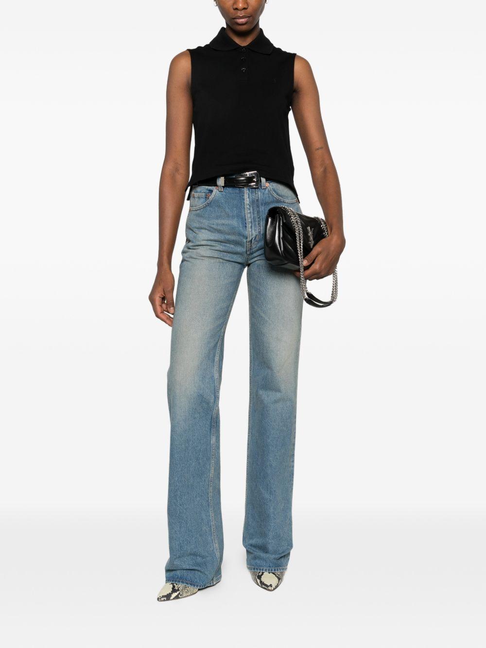 logo-motif polo top<BR/><BR/> 862601 Y37ZE1000 SAINT LAURENT 