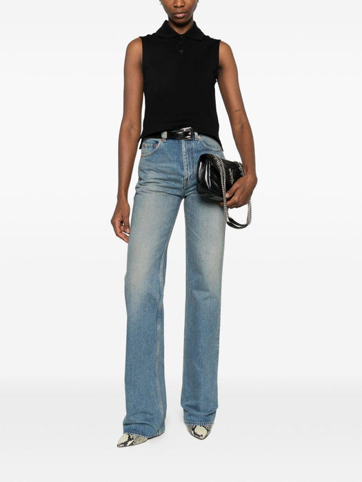 logo-motif polo top<BR/><BR/> 862601 Y37ZE1000 SAINT LAURENT 