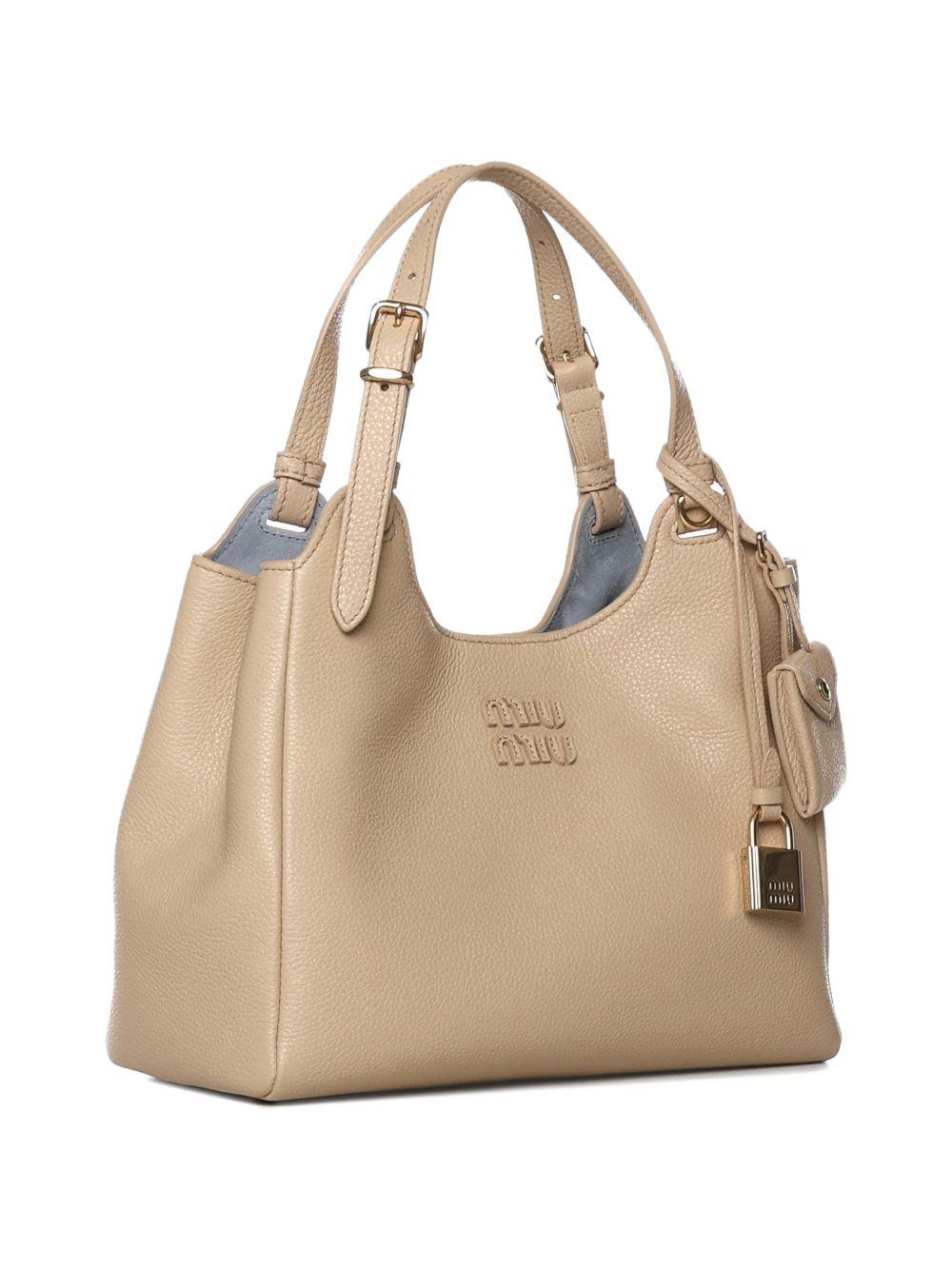 Beige Calf Leather Handbag 5BA304 V OOO 2IFLF05C2 MIU MIU 