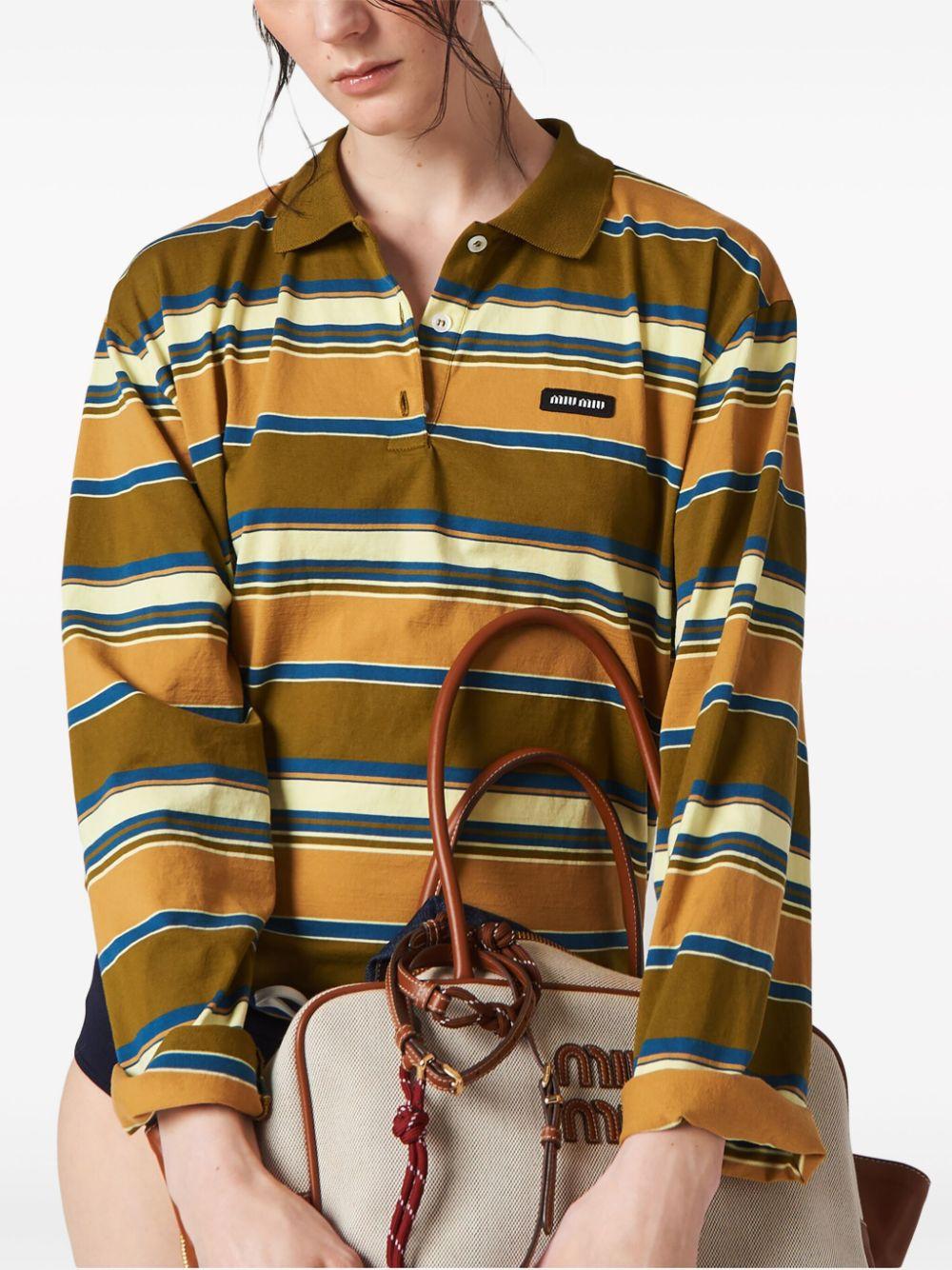 striped cotton polo shirt<BR/><BR/> MJL015 S-OOO 14RTF03SO MIU MIU 