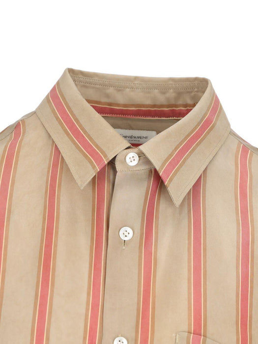 Striped short-sleeve cotton shirt 859781 Y2N339774 SAINT LAURENT 