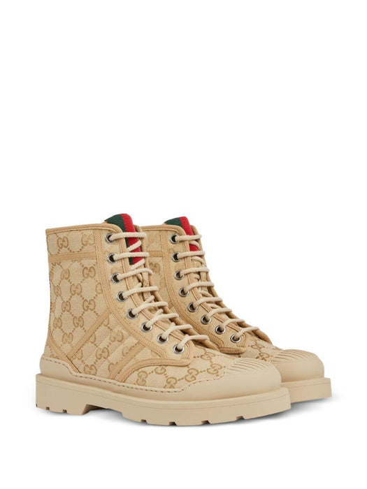 Web logo-pattern lace-up boots 847696 FAD2I9641 GUCCI 