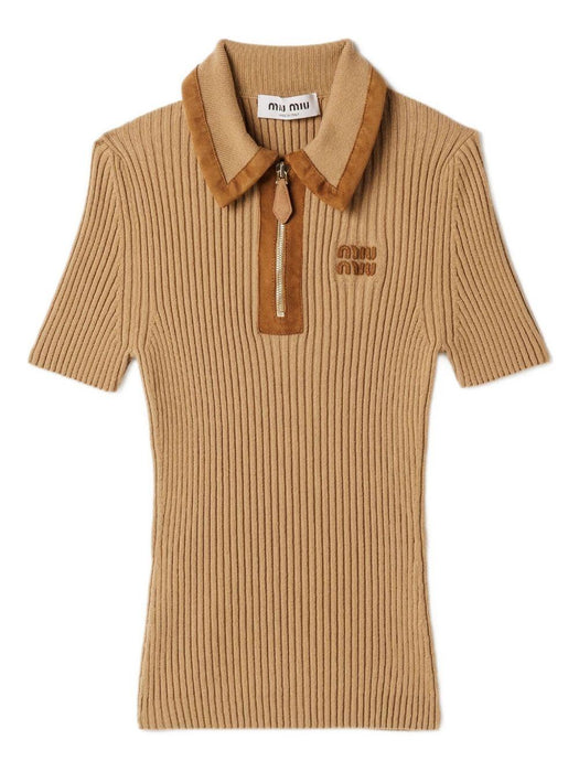 ribbed trimmed polo sweater MMLB74 S OOO 1747F0036 MIU MIU 
