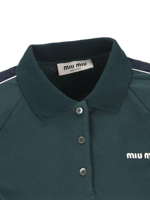 Bottle Green Cotton Polo Shirt MJNA19 S OOO 182DF0R3V MIU MIU 