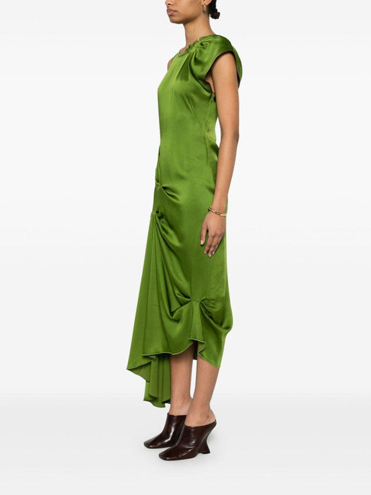 draped tuck-detail midi dress 1225WDR006342A ALGAE 9342 VICTORIA BECKHAM 