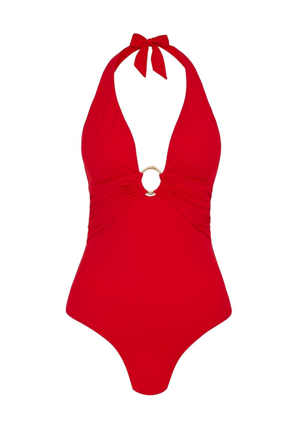Petalia ring halterneck swimsuit 26SSPT21 RED-RED HEIDI KLEIN 