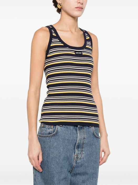 Blue Striped Cotton Tank Top MMV341 S OOO 1848F0008 MIU MIU 