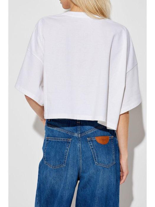 logo-print crop top 24AJH09183 101 CHLOÉ 