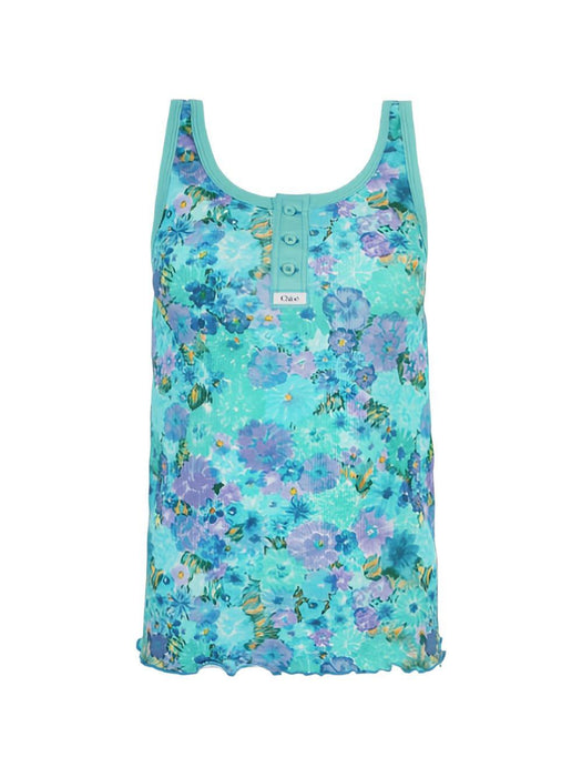 Floral Ribbed Cotton-Blend Tank Top<BR/> 26UJH58910 4ZA CHLOÉ 