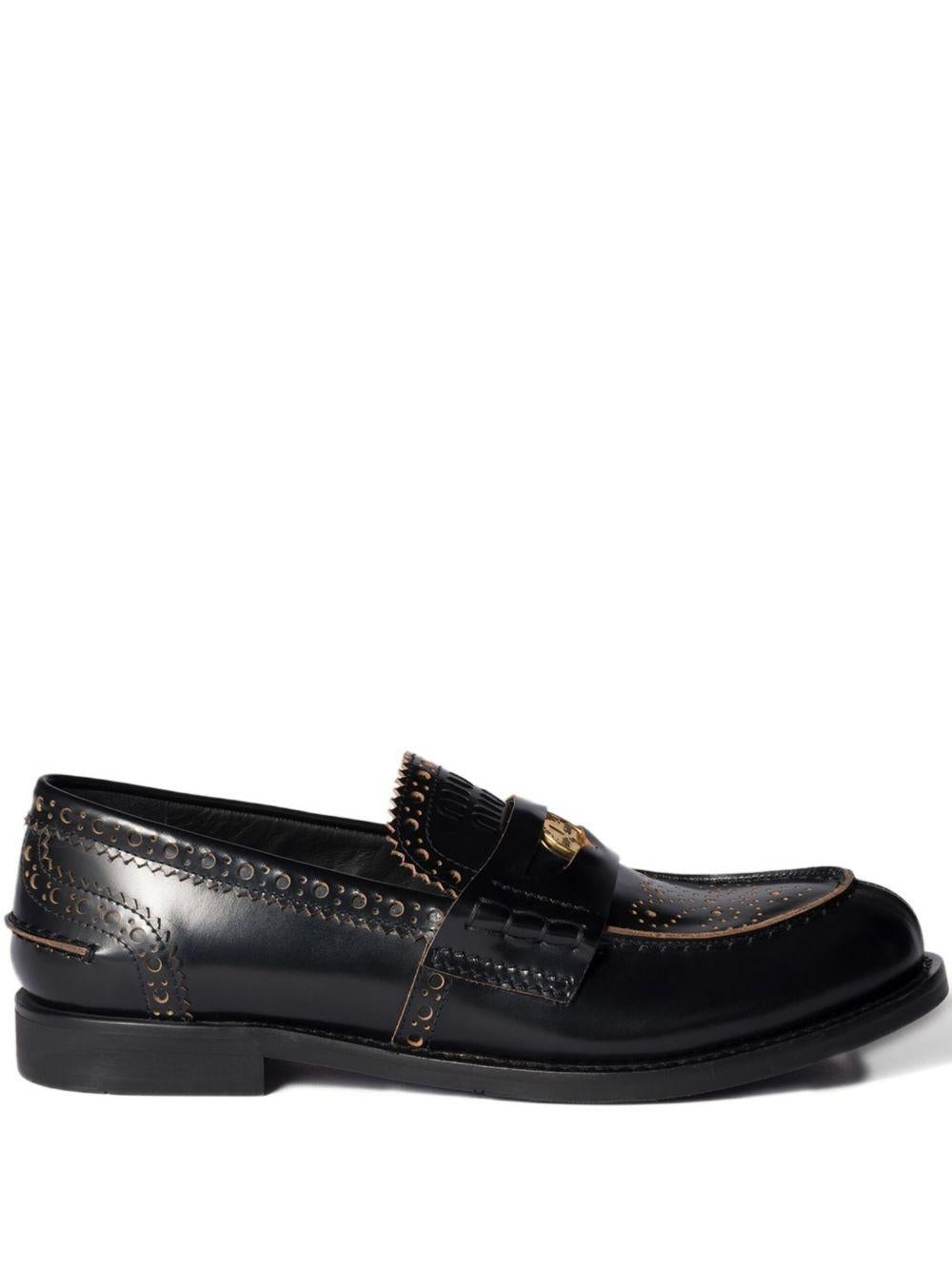 perforated coin-detail loafers 5D506E F 020 070F0002 MIU MIU 