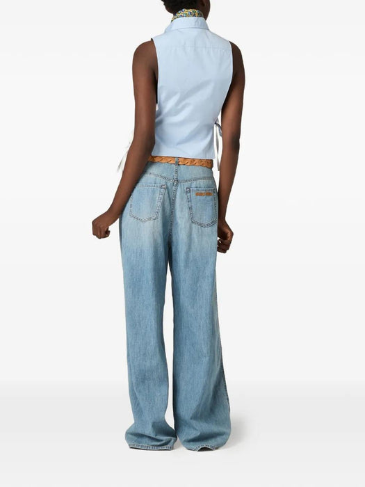 Logo-embroidered wide-leg Jeans GWP394 S 232 193KF0013 MIU MIU 