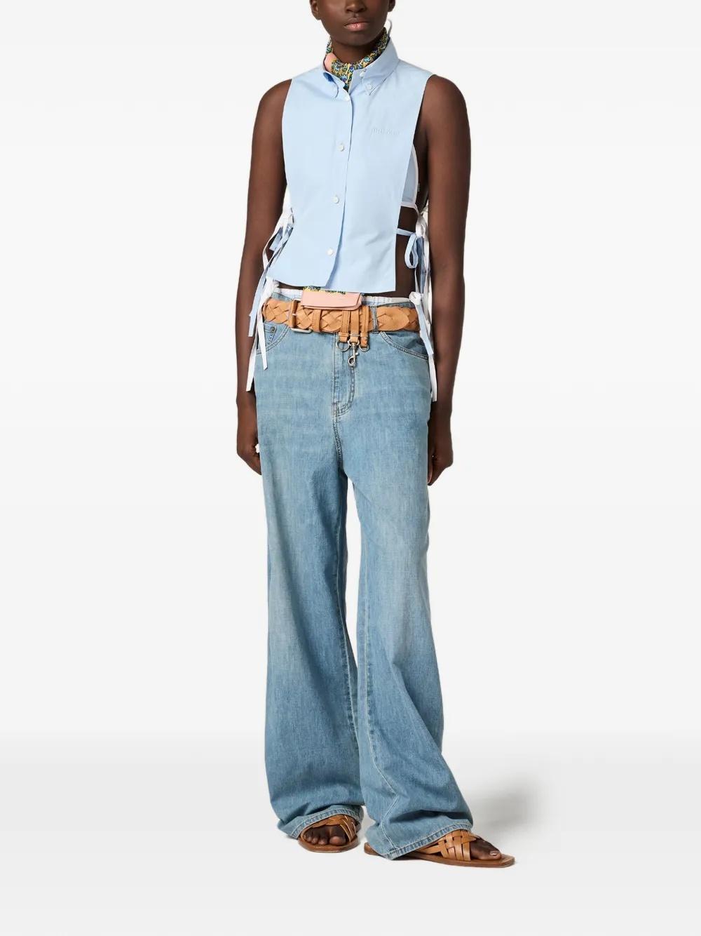 Logo-embroidered wide-leg Jeans GWP394 S 232 193KF0013 MIU MIU 