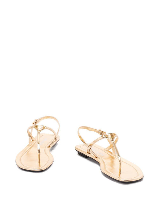 Prada Silver Calf Leather Bos Taurus Flat Sandals 1Y395O F 005 3AU1F0522 PRADA 