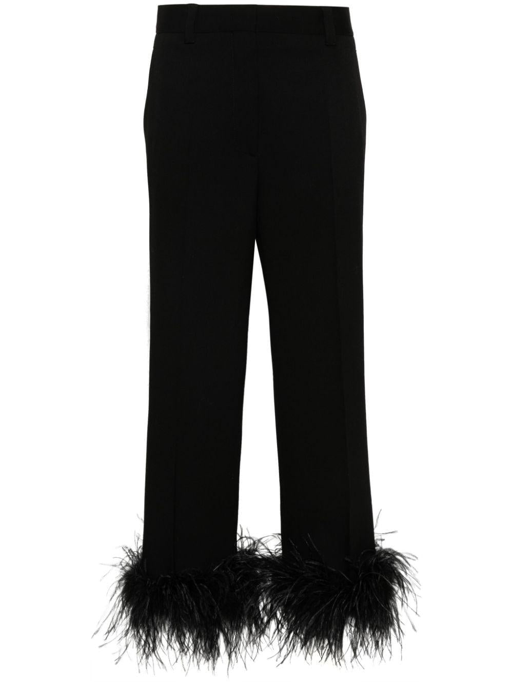 feather-trimmed trousers MP1739 S OOO 1378F0002 MIU MIU 