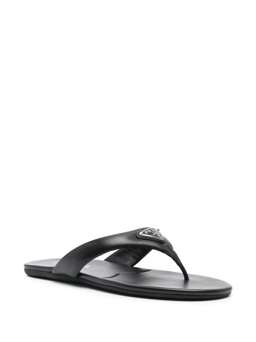 enamel-triangle leather flip flops 1Y456N F 005 2DL8F0002 PRADA 
