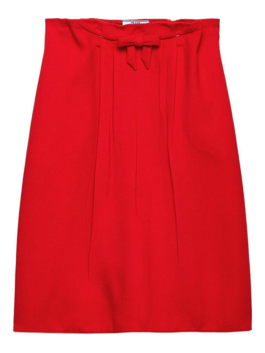 bow-detail pleated midi straight skirt P134ZG S OOO 18CSF0011 PRADA 