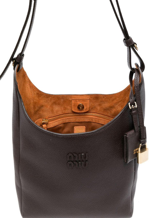 Dark Brown Leather Shoulder Bag 5BE098 2IFLF0ZKS MIU MIU 
