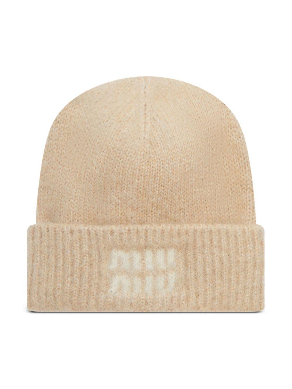 mohair wool logo hat 5HC378 2CQDF0018 MIU MIU 