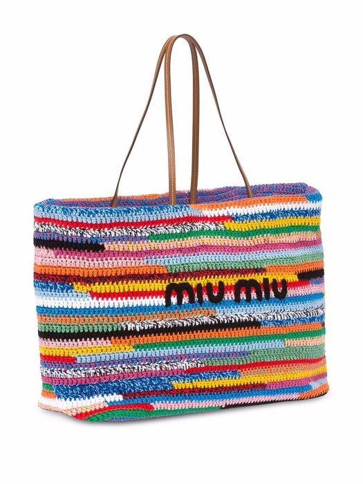 large crochet tote bag 5BG228 V ORO 2F46F0055 MIU MIU 