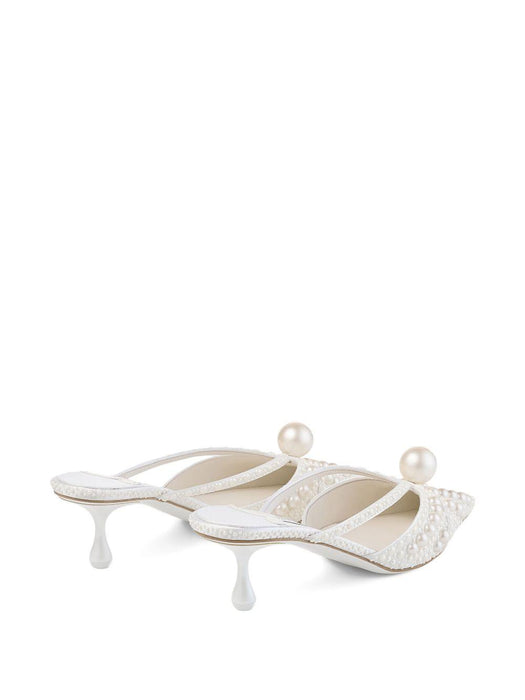 50mm Sana pearl-embellished pointed-toe mules SANA MULE 50 WOZ WHITE/WHITE JIMMY CHOO 