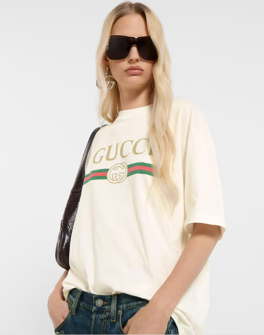 Cotton jersey and silk T-shirt with print 865015 XJHUF9280 GUCCI 