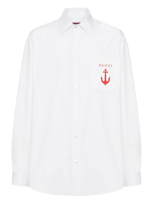 anchor-embroidered cotton shirt 833294 Z7AUX9000 GUCCI 