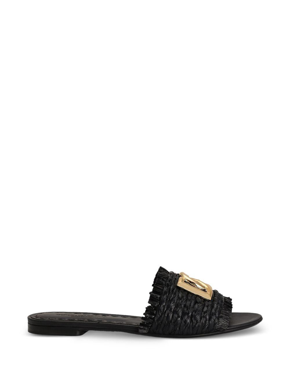 woven raffia slippers with fringe CQ0646 AN2178B956 DOLCE & GABBANA 