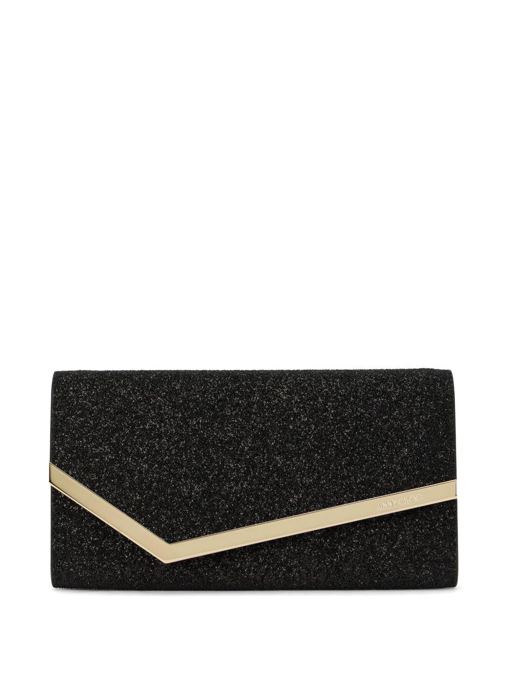 Emmie glitter clutch bag EMMIE GQI BLACK/LIGHT GOLD JIMMY CHOO 