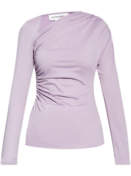 asymmetric-neck ruched top 1324JTP005690A 8961 VICTORIA BECKHAM 