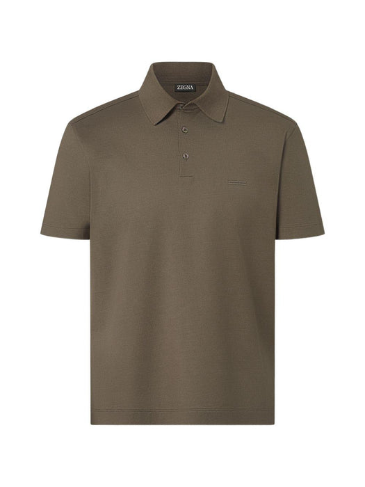Dark taupe cotton polo shirt UH348A3 H794N07 ZEGNA 