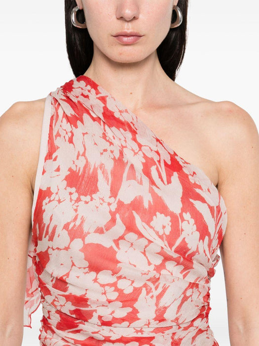 floral-print one-shoulder top 1225WTP006508B CHILLI / BLUSH 9360 VICTORIA BECKHAM 