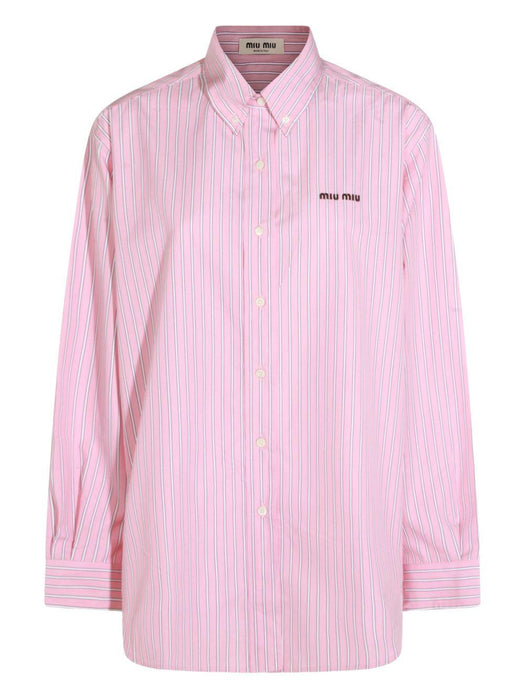 striped-pattern logo-embroidered shirt MK2007 S OOO 180UF0028 MIU MIU 