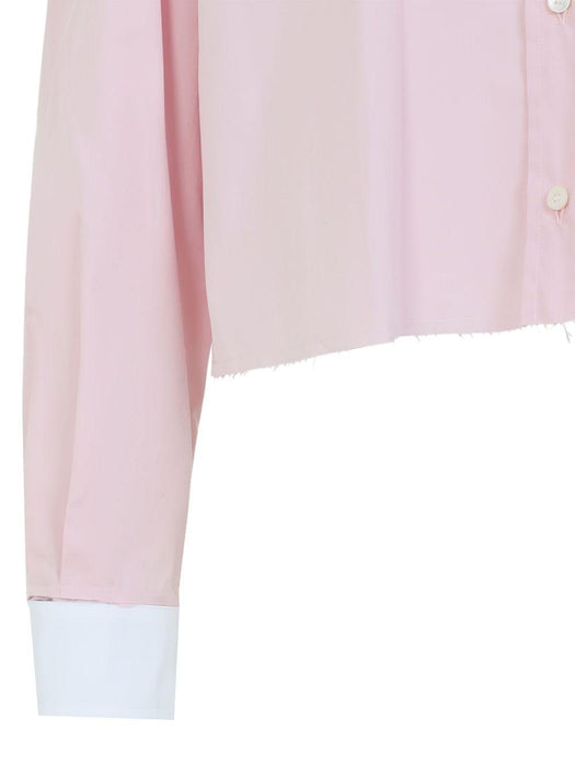 logo-embroidered frayed-hem shirt MK1971 S OOO 10RGF0028 MIU MIU 