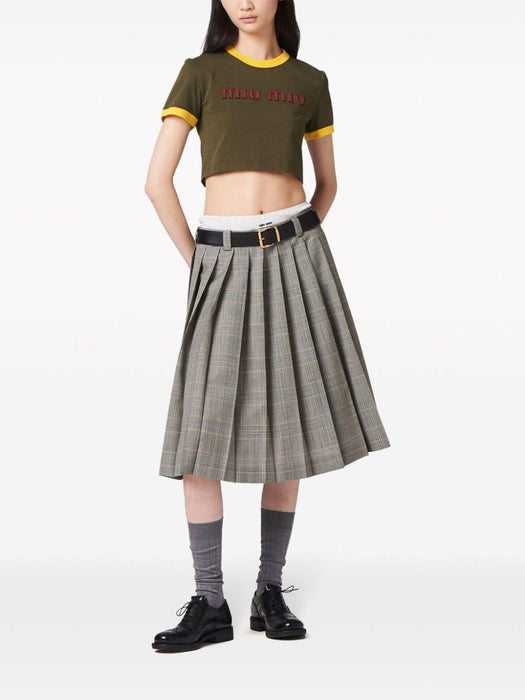logo-embroidered cropped T-shirt MJN519 S OOO 115LF0O4J MIU MIU 
