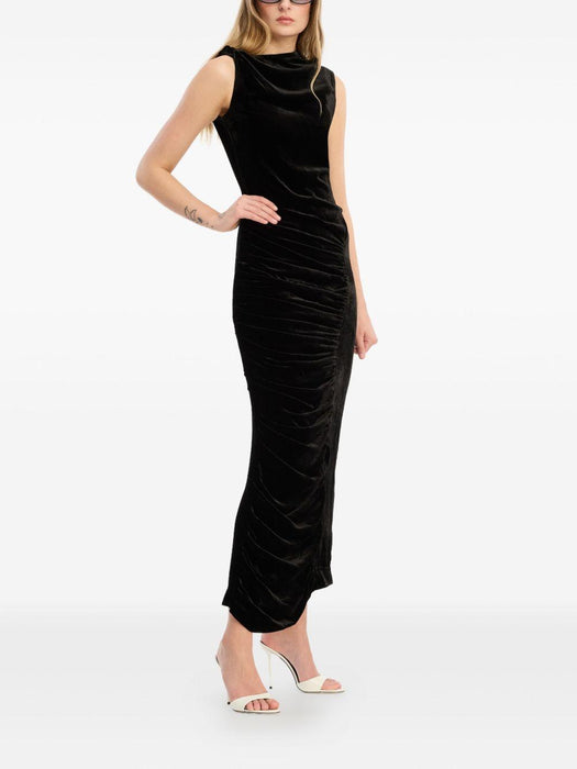 velvet-ruched midi dress 115007100 100 ROTATE 